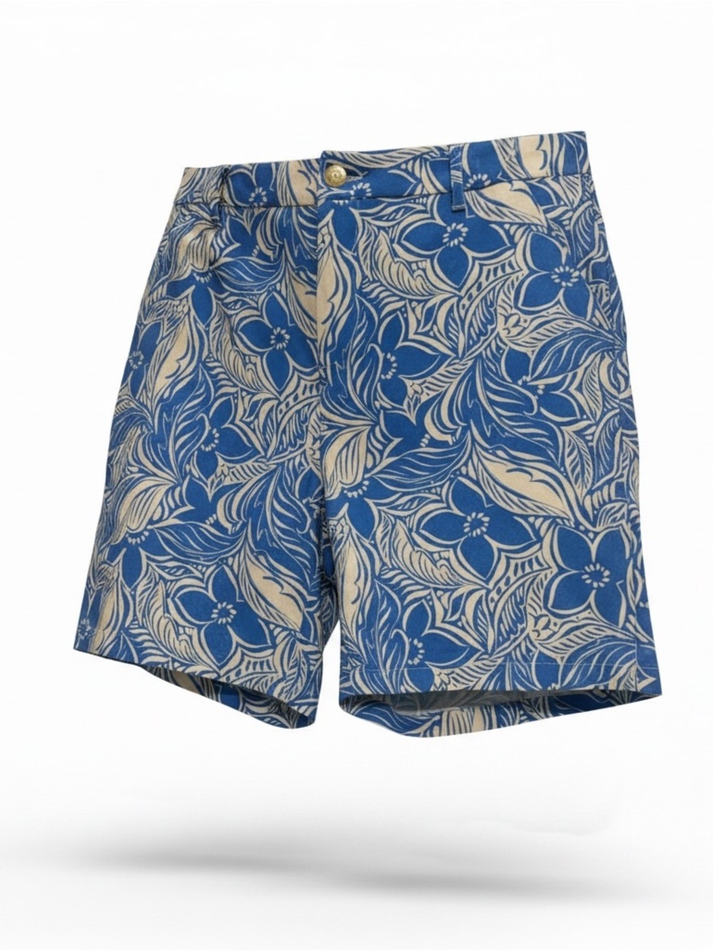 Floral Print Women's Cargo Shorts in Blue and White